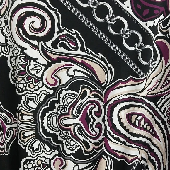 White House Black Market Black and Cream Patterned Blouse Tunic WMs SZ M - Picture 4 of 4